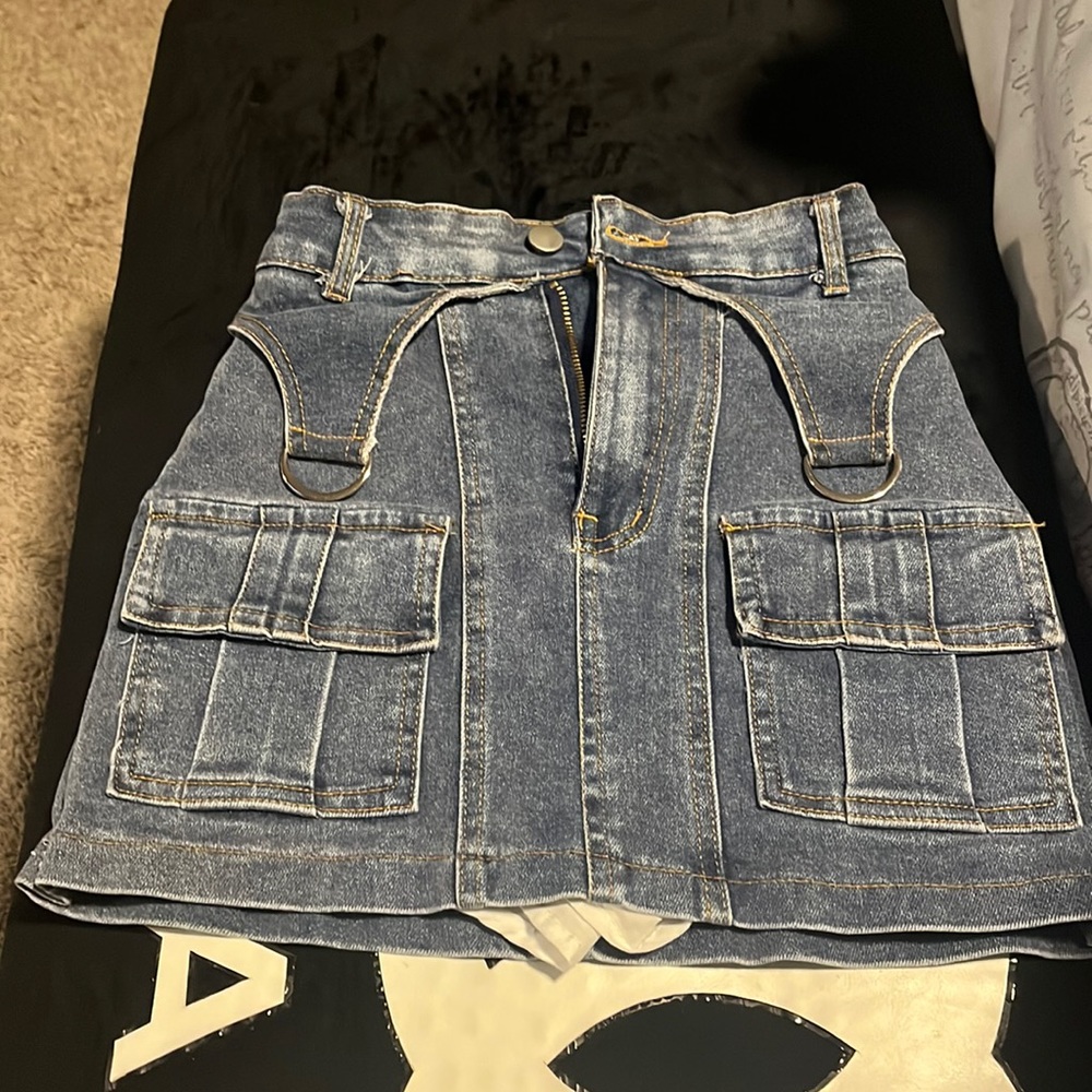 Denim Cargo Skort